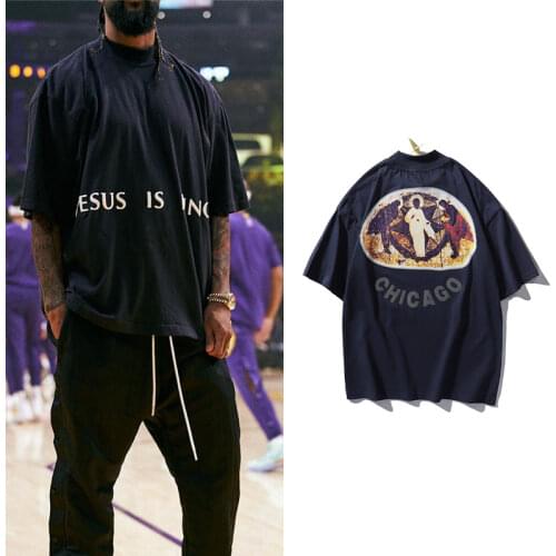 Jesus Is King Kanye West T Shirt Streetwear Men Foam Printing Tshirts Hip Hip Stranger Things Vintage Oversized Men Tshirts Tees