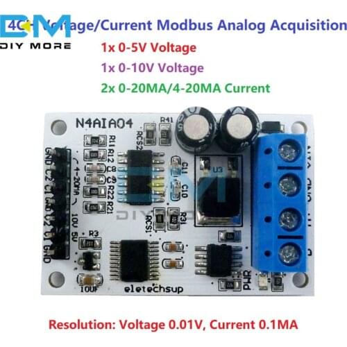 DC 12V 4-20mA Voltage Current Signal Generator Signal Acquisition RS485 Modbus RTU Module for PLC Measuring Instruments