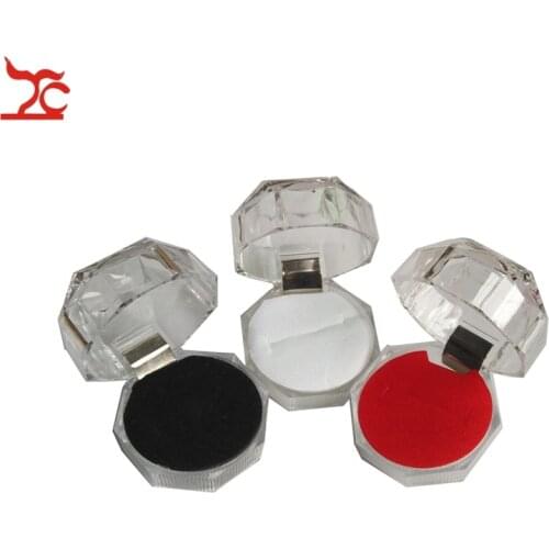 Hot Sale 20Pcs/Lot Transparent Jewelry Package Box Acrylic Ring Earring Wedding Storage Clear Crystal Diamond Packaging Gift Box