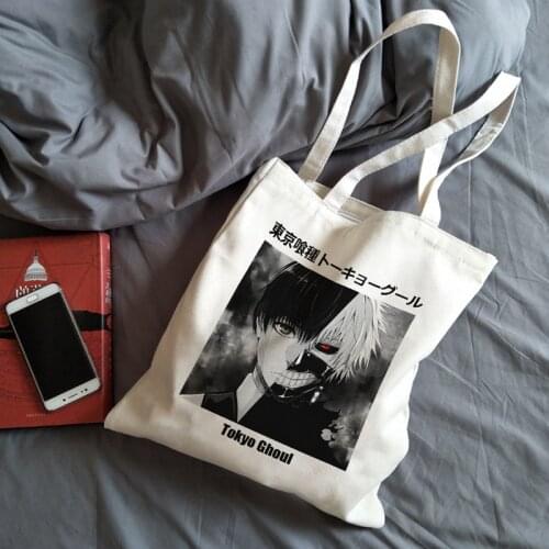Tokyo Ghoul Canvas Bag Japanese Anime Casual Large Capacity Harajuku Shopping Bag Female Bag Cartoon Gothic Women Shoulder Bags