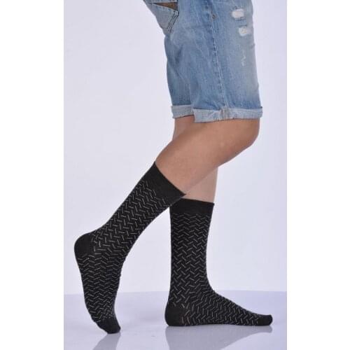Idilfashion Male Pattern Bamboo Socket Stocking-Dark Gray-E-ART217 (3'LÜ PACKAGE)