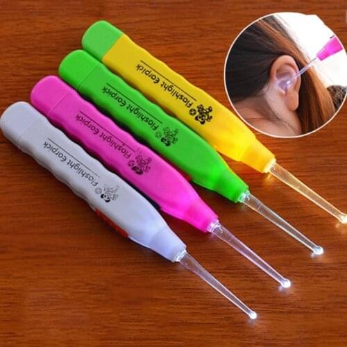 1pc LED Flashlight Earpick Wax Remover Cleaner LED Light Earpick Ear Cleaner Ear Picker Curette Health Care Tool Random