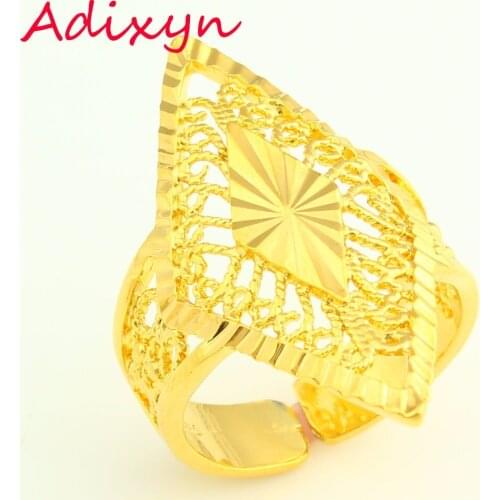 Resizable 24K Gold Color Ring For Women Party Jewelry Ethiopian/African Gold Rings Fashion Jewelry Girls Gifts Free Box