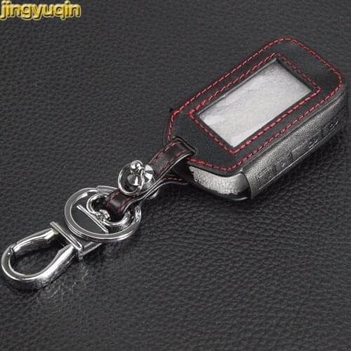 Jingyuqin For Starline E60 E61 E62 E91 4 Buttons Remote Leather Key Cover Case Two Way Car Alarm System Key Chain