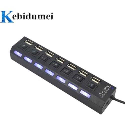 Kebidumei Super Speed 7 ports Hub USB LED Indicator 5Gbps For Laptop PC Windows XP Win7/8 Linux for Mac OS
