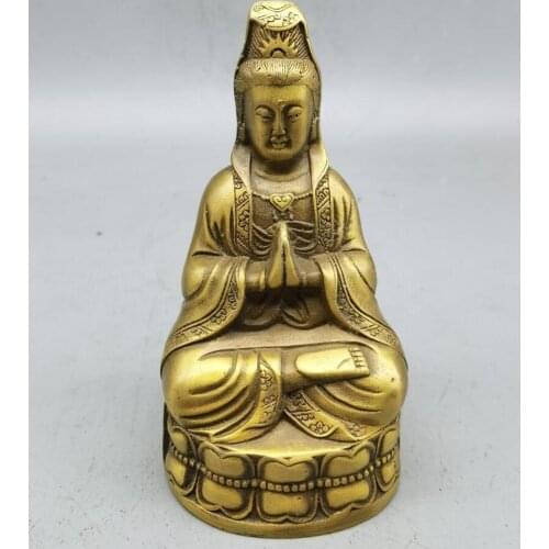 China brass archaize Guanyin bodhisattva crafts statue