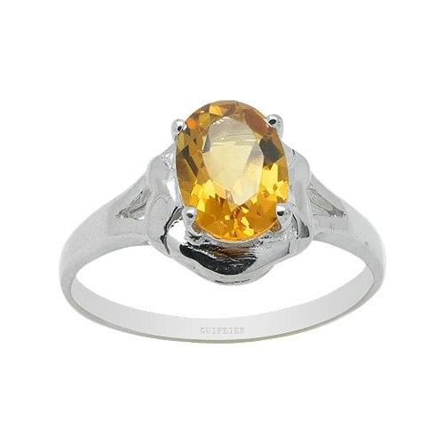 Classic Yellow Crystal Silver Ring for Party 4mm*6mm Natural Citrine Ring Solid 925 Silver Citrine Jewelry
