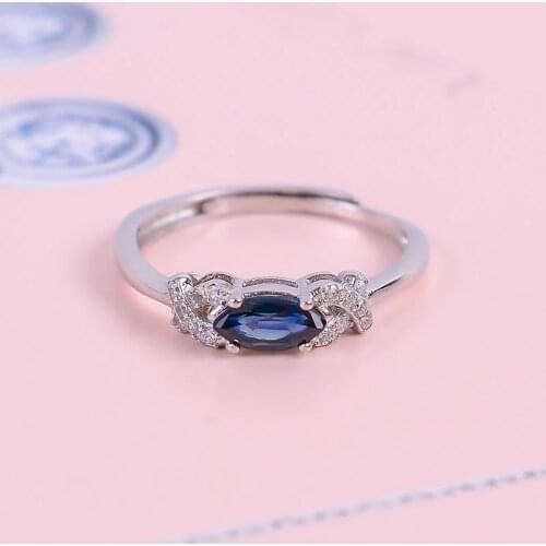 Natural Sapphire Stone New Rings for Girls 925 Sterling Silver Jewelry Gemstone Blue Wedding Ring with Box