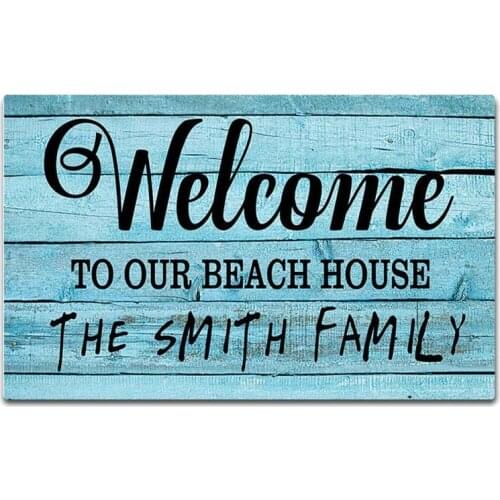Door Mat Personalized NameWelcome to Our Beach House Entrance Floor Mat Door Mat Decorative Indoor Outdoor Doormat Non-Slip Rub