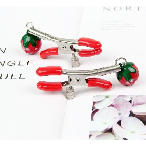 Sweet Sexy Red Strawberry Bell Nipple Clamps Breast Bdsm For Women Bondage Restraints Sex Toys For Couples Adult Exotic Game