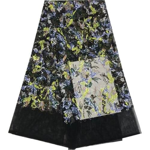 SJ Lace African Lace Fabric 2021 High Quality Lace French Lace Fabric Nigerian Tulle Lace Fabrics Sequins For Sewing XB3-29