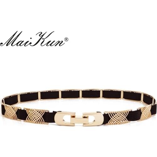 Luxury Metal Elastic Fabric Belts For A Dress High Fashion Geometrical Lines Female Belt Punk Ceinture Elegant Womens Belt