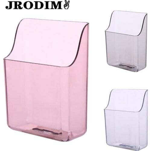 Wall Mounted Organizer Storage Box Remote Control Air Conditioner Storage Case Mobile Phone Plug Holder Stand Container for Home