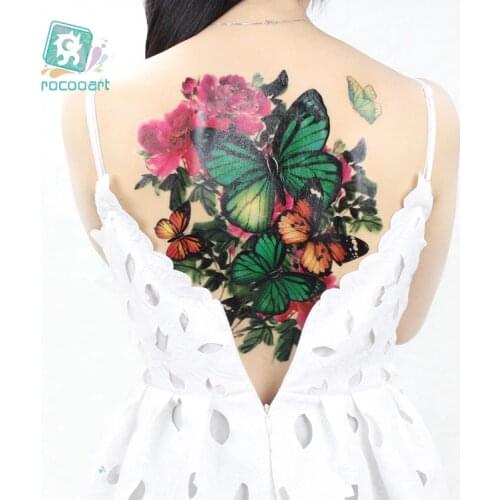 New 2019 Large Full Back photography props tattoo women Temporary Tattoo Sticker butterfly phoenix waterproof tatoo Blue dragon
