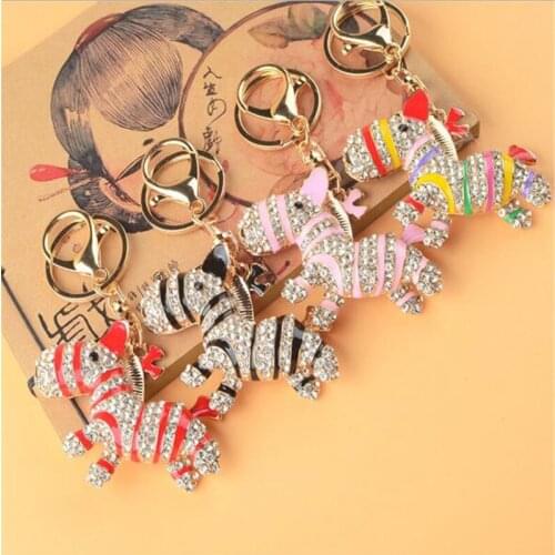 2021 New Cool Zebra Horse Crystal Bag Pendant Keychains Holder Keyrings Bag Holder Keychains For Car Best Gift
