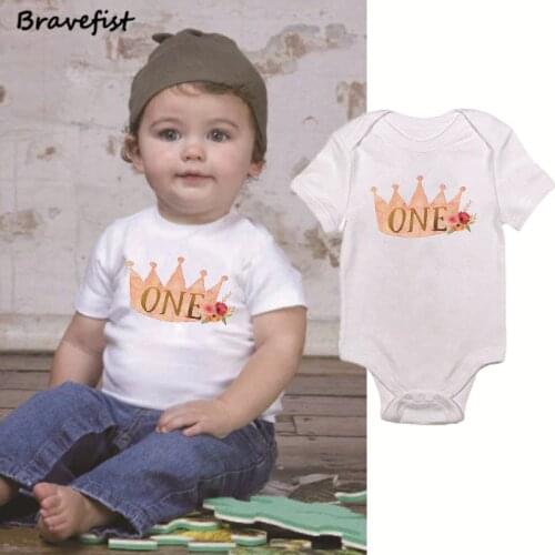 New Style Crown Newborn Baby Girls Boys Jumpsuit Bodysuit Summer Children Clothing Outfits Clothes Summer Short Sleeve One Print