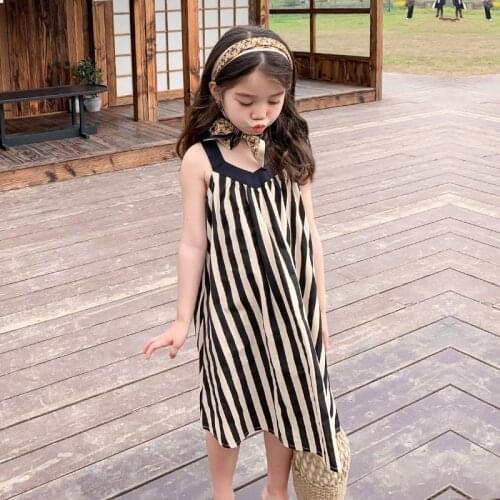 Girls summer fashion dress Japan South Korea new striped sweet princess dresses 2-7 years old Beibei high-quality child clothing