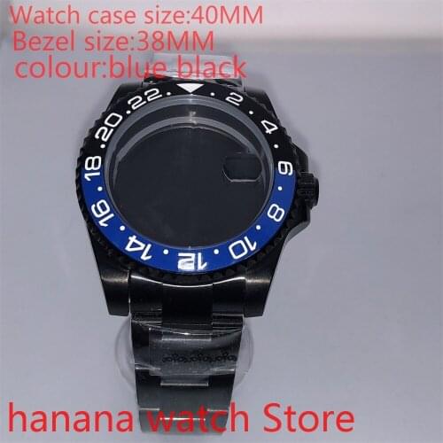 Suitable for NH35 36 Mingzhu2813 Miyata self-winding 40mm sealed back black box series, with rotating black blue bezel