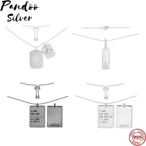 S925 Sterling Silver Jewelry 1:1 Copy, Stars Pendant Necklace Letter A-Z Alphabet Collares Mujer Fine Jewelry