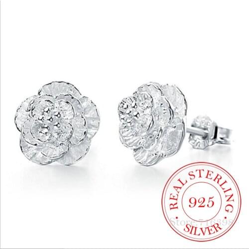 925 Sterling Silver Stud Earrings The Love Of Romantic And Elegant Cherry Blossoms Wedding Party Gift Wholesale Fine Jewelry