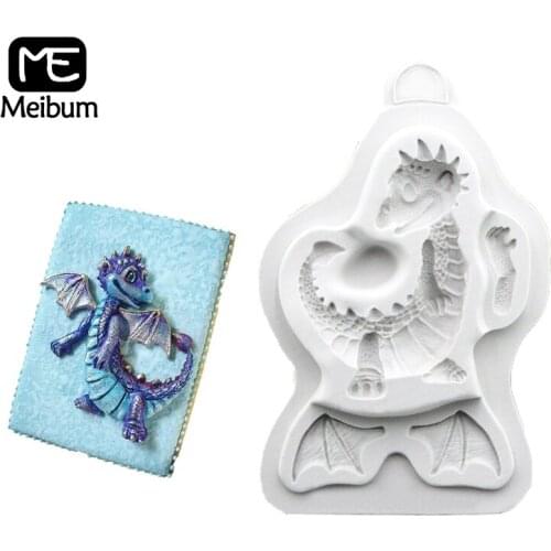 Meibum Cute Dinosaur Silicone Fondant Cake Mold Childrens Birthday Dragon Pattern Chocolate Paste Sugar Craft Decorating Mould