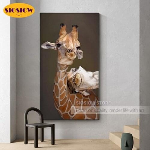 SIOSIOW 5D Diy Giraffe Diamond Painting Full Square Animal 3D Mosaic Embroidery Cross Stitch Round Drill Decor Home Hobby Gifts