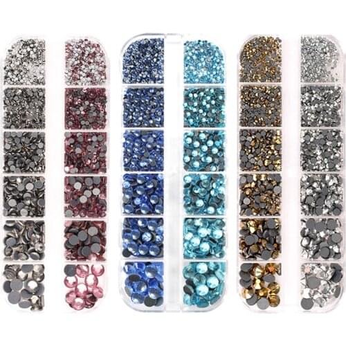 Mixed Color Crystal Rhinestones/12 Grid Hotfix Rhinestones Clear AB Flatback Rhinestones Hotfix for Clothes Shoes Decoration DIY