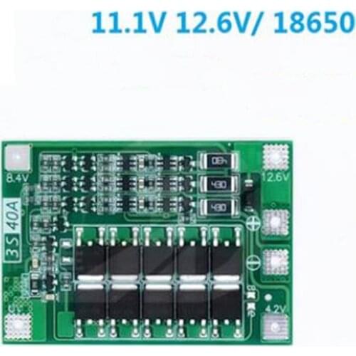 3S40A Three series of 11.1v 12.6V 18650 lithium battery protection board with balance can start 40A current of electric drill