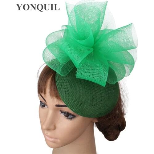Green Wedding Fascinator Hat For Women Ladies Party Dinner Headpiece Cocktail Race Hair Accessories Bride Occasion Millinery Cap