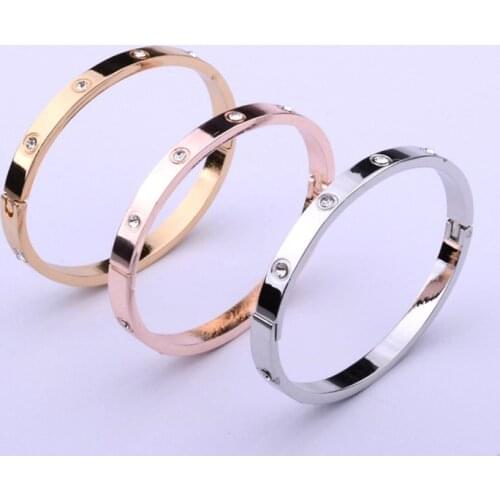 Hot charm Gold color silver color fine open crystal bangles bracelets for women Fashion Party wedding Jewelry Christmas gifts