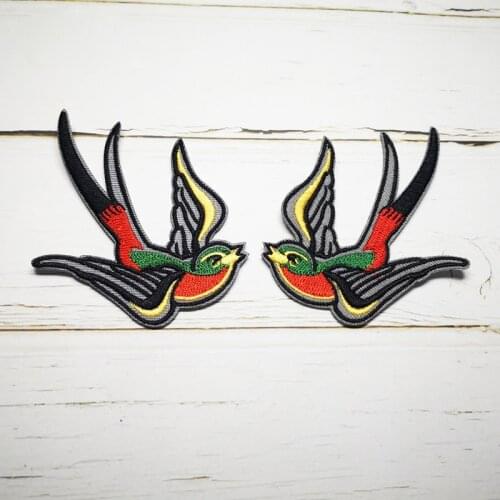 1 Pair Swallow Bird Animal Embroidered Iron on Patch Applique Badge Kids Children Cartoon Patch Shirt Jeans Shoe