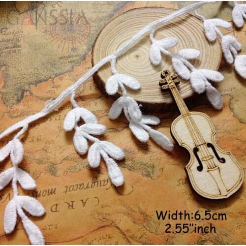 1yard Width:6.5cm Lovely leaf design tassel lace Water soluble cotton lace sewing Garment embellishment (ss-699)