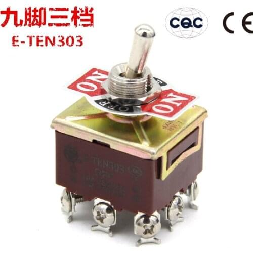 12MM E-TEN303 9 pins 3 position double-throw toggle switch