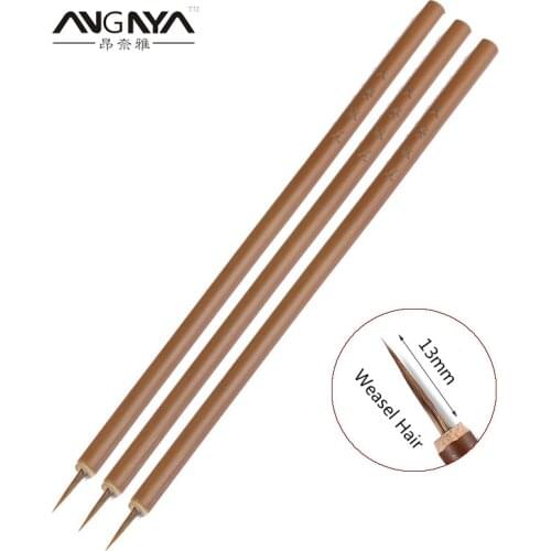 ANGNYA 12Pcs Weasel Hair Acrylic Nail Brush Liner Painting Pen Delicate Bamboo Drawing Nails Tool Beginners Practice Drawing Pen