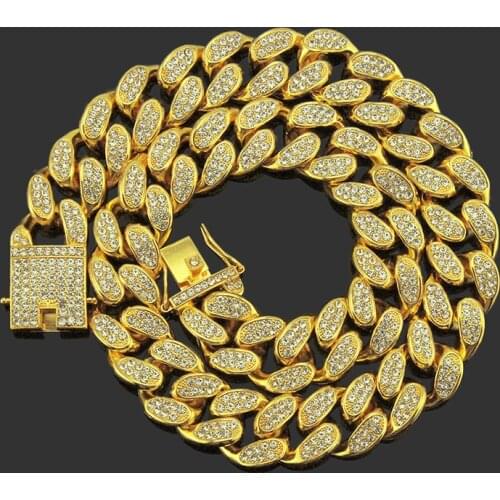16"-30" Hip Hop Bling Iced Out Big Heavy Round Cuban Miami Link Chain Necklaces Men Male Rapper Jewelry Gold Silver Color Gifts