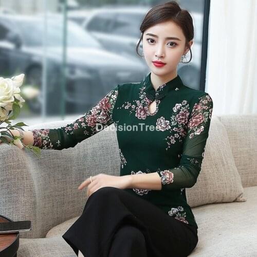 2021 traditional chinese clothing cheongsam shirts woman cheongsam blouse cotton qipao tops cheongsam top chinese chiffon tops