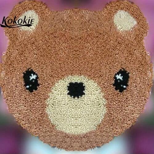 3d carpet handicraft embroidery yarn animals tapestry kits latch hook diy rug bear pattern printing handwerken knooppakket