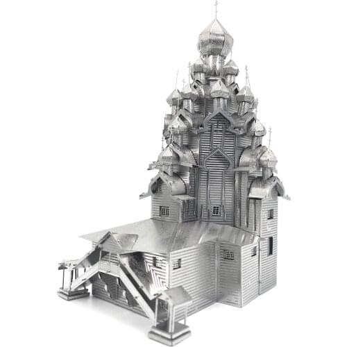Piececool 3D Puzzle Diy Miniature KIZHI CHURCH OF THE TRANSFIGURATION 430 Stainless Steel Metal Assembly Model Splicing Hobby