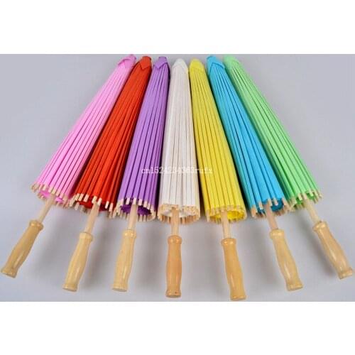 50pcs Paper Umbrella Long-handle Outdoor Wedding Paper Parasols Chinese Craft Umbrellas Diameter 23.6 inches 60cm
