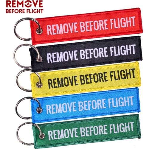 50 PCS Remove Before Flight Woven Key Chain Special Luggage Label Red Chain Keychains for Aviation Gifts Wholesale Keychain