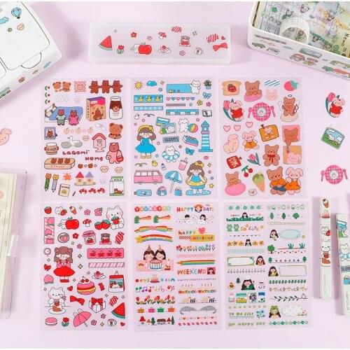 6sheets/set Sticker Set Diy Cute Stickers Ins Style Scrapbooking School Suppliers Stationery Art Supplies