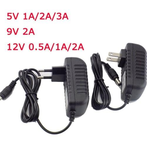 Power Adapter AC to DC 100-240V Supply Charger adapter 5V 12V 9V 1A 2A 3A 0.5A US EU Plug 5.5mm x 2.5mm for CCTV LED Strip Lamp