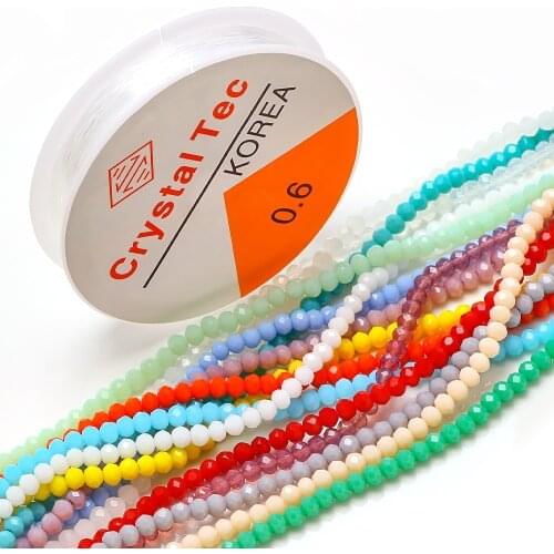 15Colors 2/3/4/6/8/10mm Crystal Glass Rondelle Beads DIY Making Jewelry Accessories With 0.6MM Transparent Korean Stretch Line