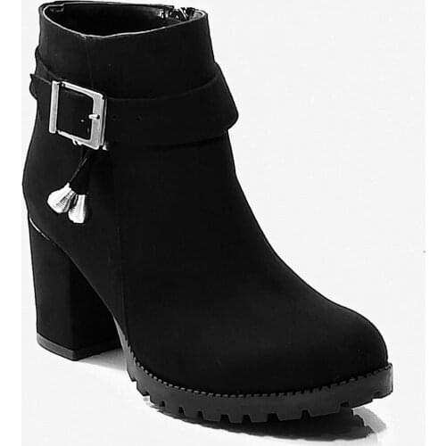 BLACK. SUEDE. WOMENS WINTER BOOTS. 7 CM HEEL HEIGHT. PLATFORM. OFFICE. WEDDING. PARTY. FOR USE. LATEST TREND