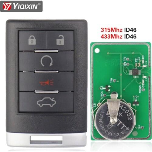 YIQIXIN 5 Buttons Smart Remote Car Key For Cadillac CTS XTS DTS SRX ESV EXT 2013-2014 ATS Escalade GMC Keyless Entry 315/433Mhz
