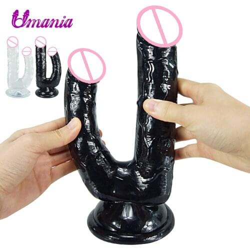 Double Headed Dildos Strap-on Dildo Anal Vagina Dual stimulation Flexible Suction Cup Realistic Penis Lesbian Adult Sex toys
