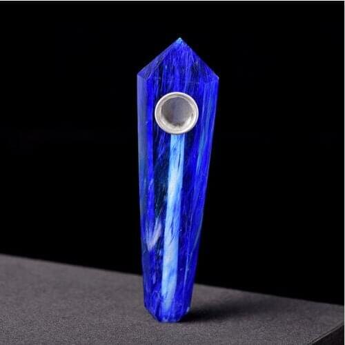 Blue quartz crystal smoke pipe clear healthy tobacco healing