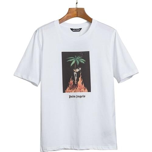 Palm Angels 21SS Letter Logo PA Chic Loose Casual Round Neck Short Sleeve T-shirt Broken Bear Men Women Lovers Couple Style 2001