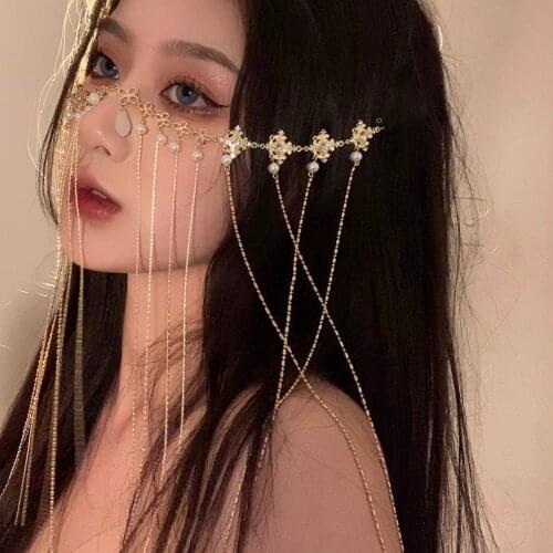 Exotic style headdress face decoration headband fairy crystal tassel headband back hanging headdress birthday Christmas gift