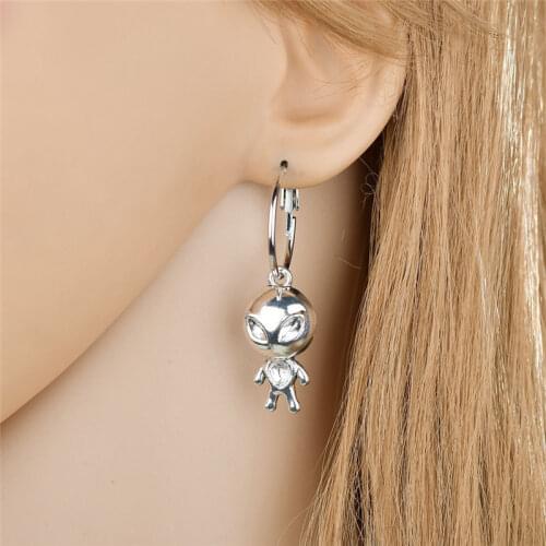 Korean Fashion Hip Hop Rock 3D Cute Alien Drop Hoops Earrings 2021 Trend Charm Women Harajuku Designer Earrings Jewelry